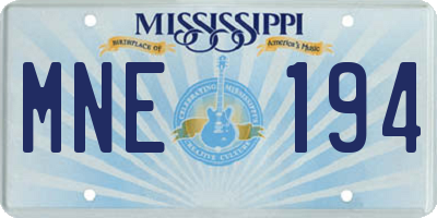 MS license plate MNE194