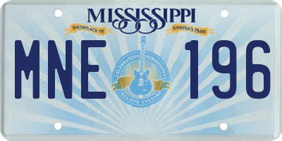 MS license plate MNE196
