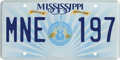 MS license plate MNE197