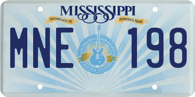 MS license plate MNE198