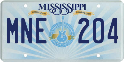 MS license plate MNE204