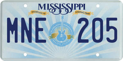 MS license plate MNE205