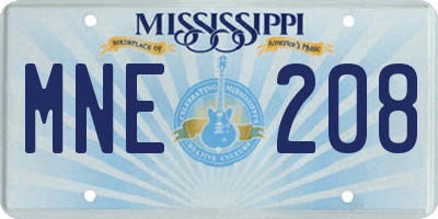 MS license plate MNE208