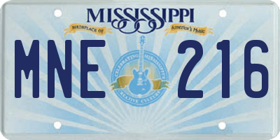 MS license plate MNE216