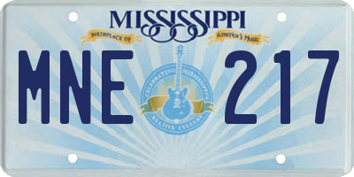 MS license plate MNE217