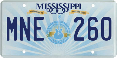 MS license plate MNE260