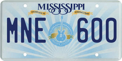 MS license plate MNE600