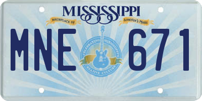 MS license plate MNE671