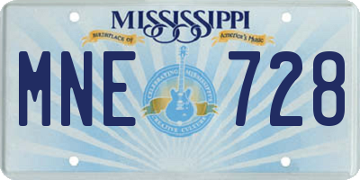 MS license plate MNE728