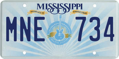 MS license plate MNE734