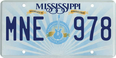 MS license plate MNE978