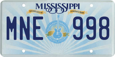 MS license plate MNE998