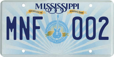 MS license plate MNF002