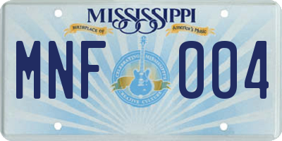 MS license plate MNF004
