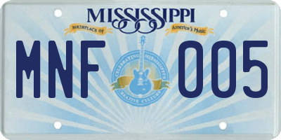 MS license plate MNF005