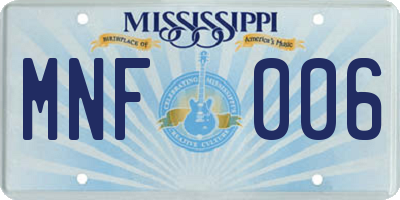 MS license plate MNF006