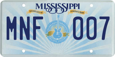 MS license plate MNF007