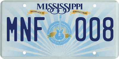 MS license plate MNF008