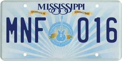 MS license plate MNF016