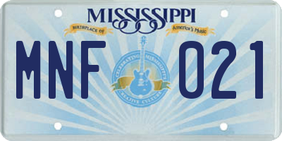 MS license plate MNF021