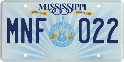 MS license plate MNF022