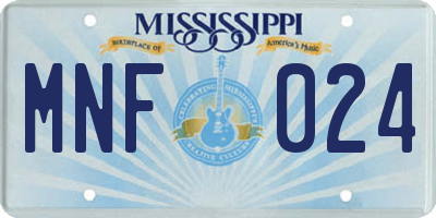 MS license plate MNF024