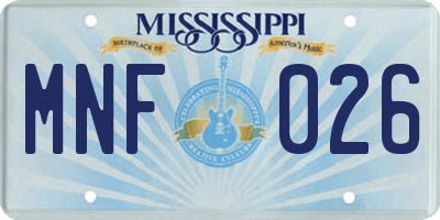 MS license plate MNF026
