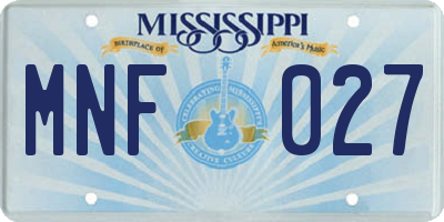 MS license plate MNF027
