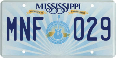 MS license plate MNF029