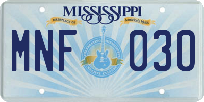 MS license plate MNF030