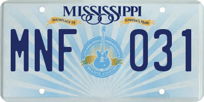 MS license plate MNF031
