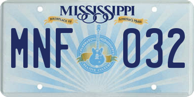 MS license plate MNF032