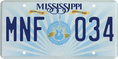 MS license plate MNF034