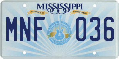 MS license plate MNF036