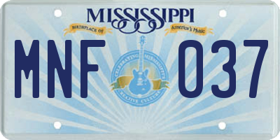 MS license plate MNF037