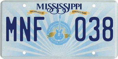 MS license plate MNF038