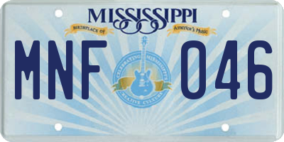MS license plate MNF046