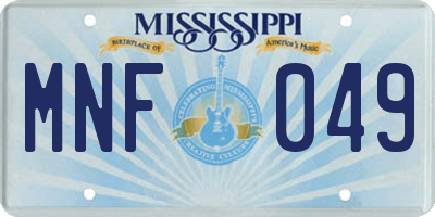 MS license plate MNF049