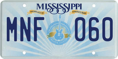 MS license plate MNF060