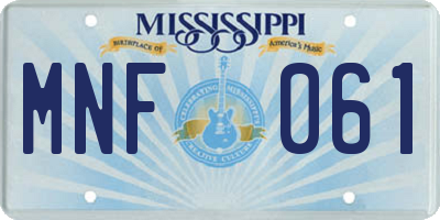 MS license plate MNF061