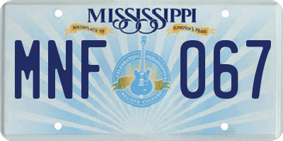 MS license plate MNF067