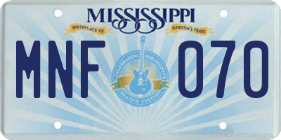 MS license plate MNF070