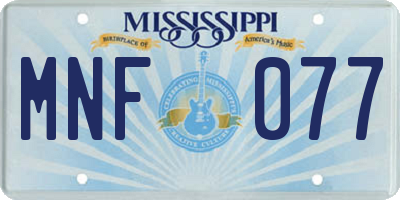 MS license plate MNF077