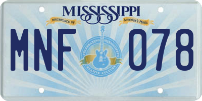 MS license plate MNF078