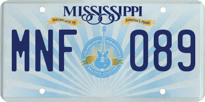 MS license plate MNF089