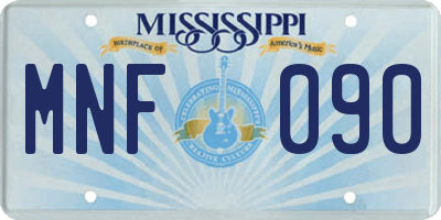 MS license plate MNF090