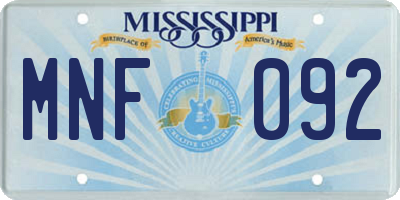 MS license plate MNF092