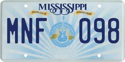 MS license plate MNF098