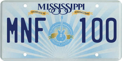 MS license plate MNF100