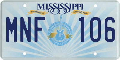 MS license plate MNF106